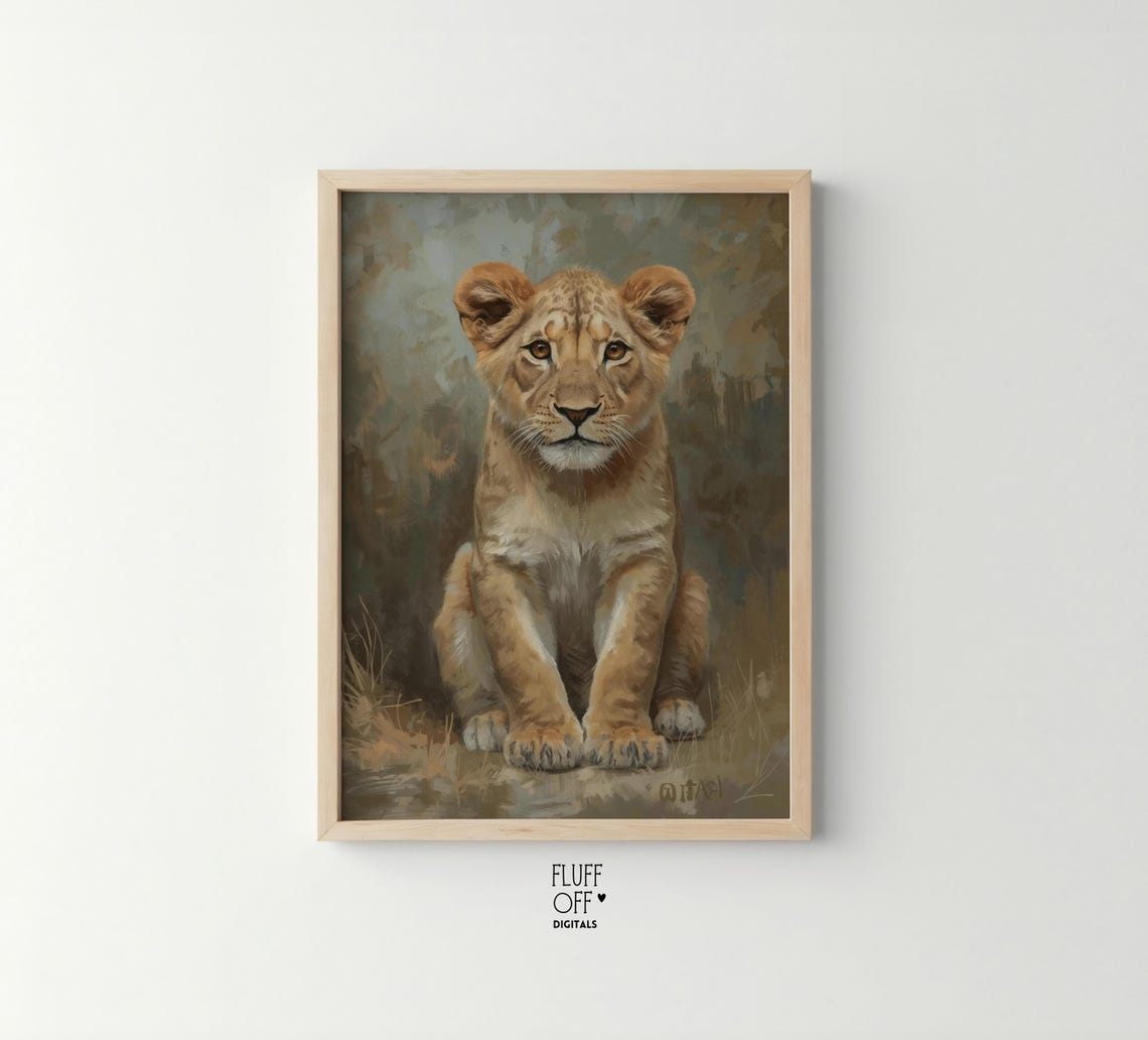 Lion Cub Art Print, Kids Room Decor