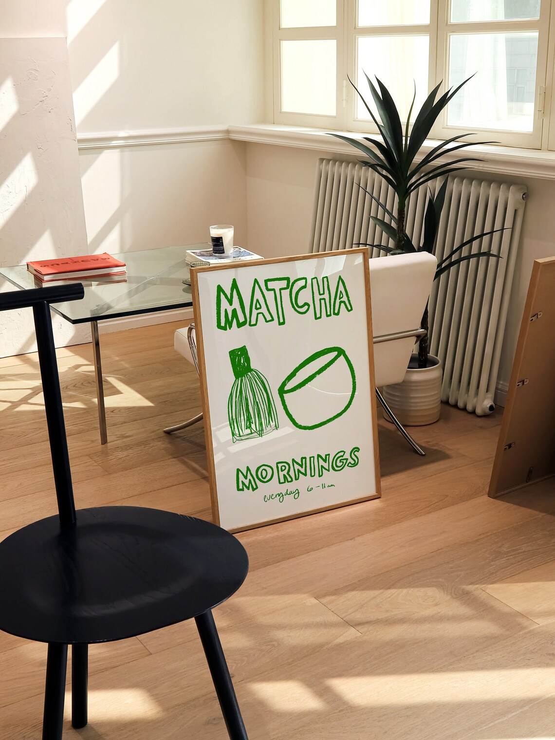 Matcha Mornings Retro Drink Art, Cafe Poster Print - Image 3