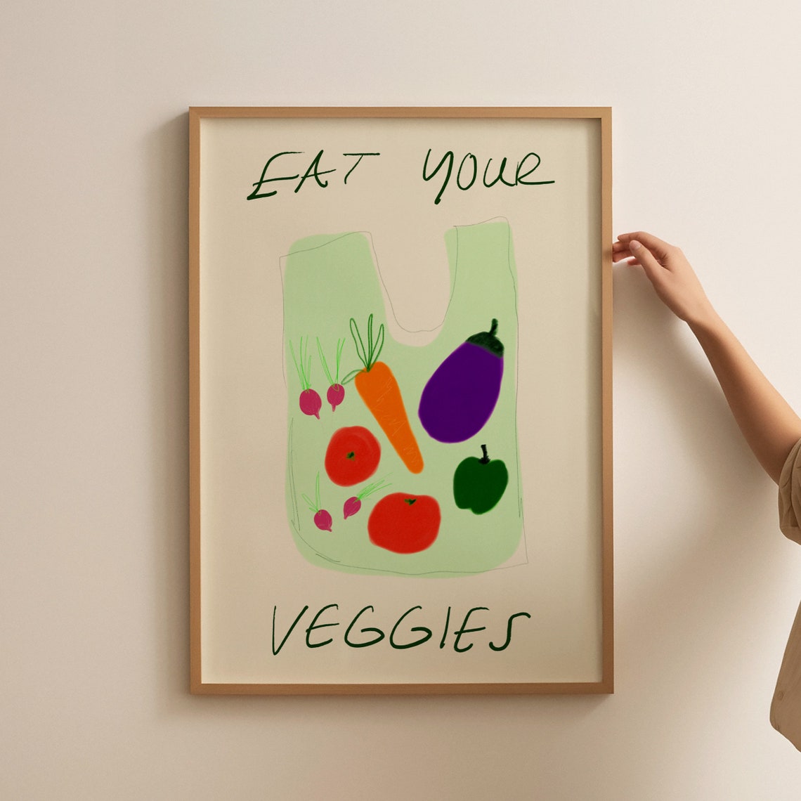 Eat Your Veggies Grocery Bag With Colorful Vegetables Art Poster - Image 3