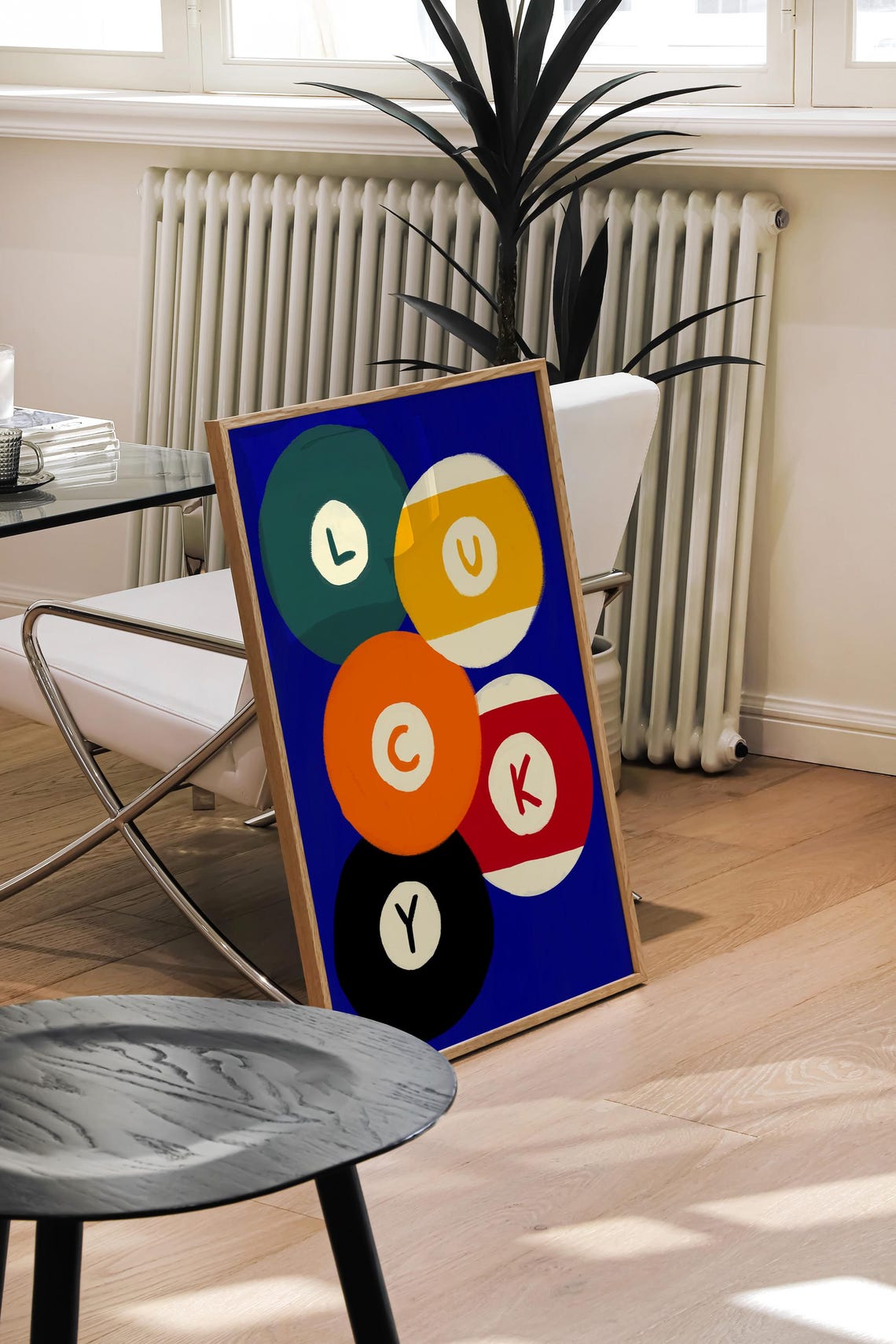 Lucky Pool Balls Billiards Lettered Balls Bold Colorful Art Poster - Image 2