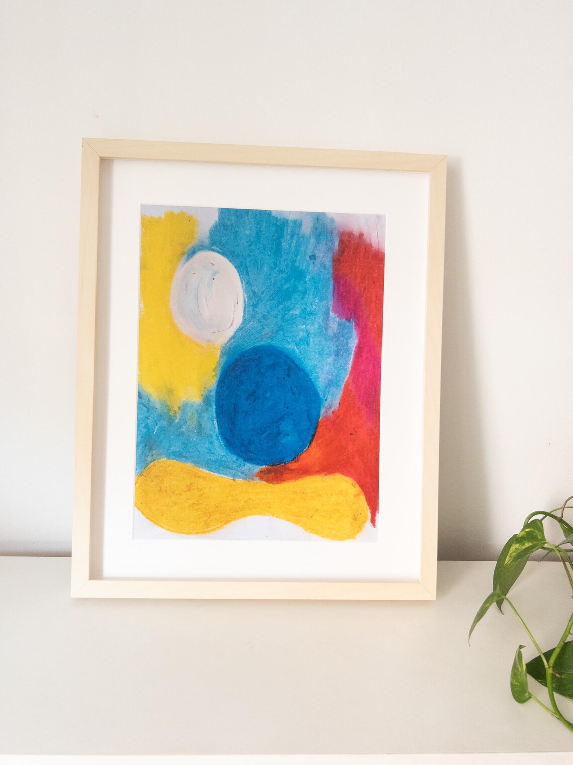 Playful Primary Color Abstract Shapes Cheerful Modern Art Poster