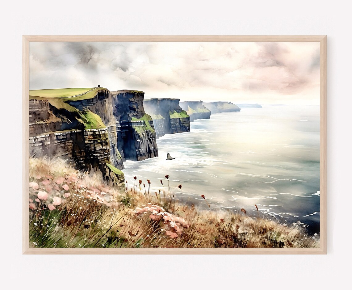 Cliffs Of Moher Watercolor Landscape Poster