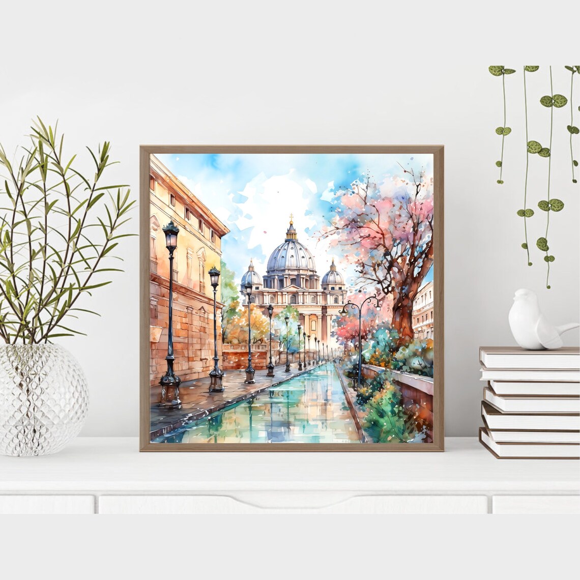 Vatican City St Peters Basilica Street Watercolor Italy Poster - Image 4