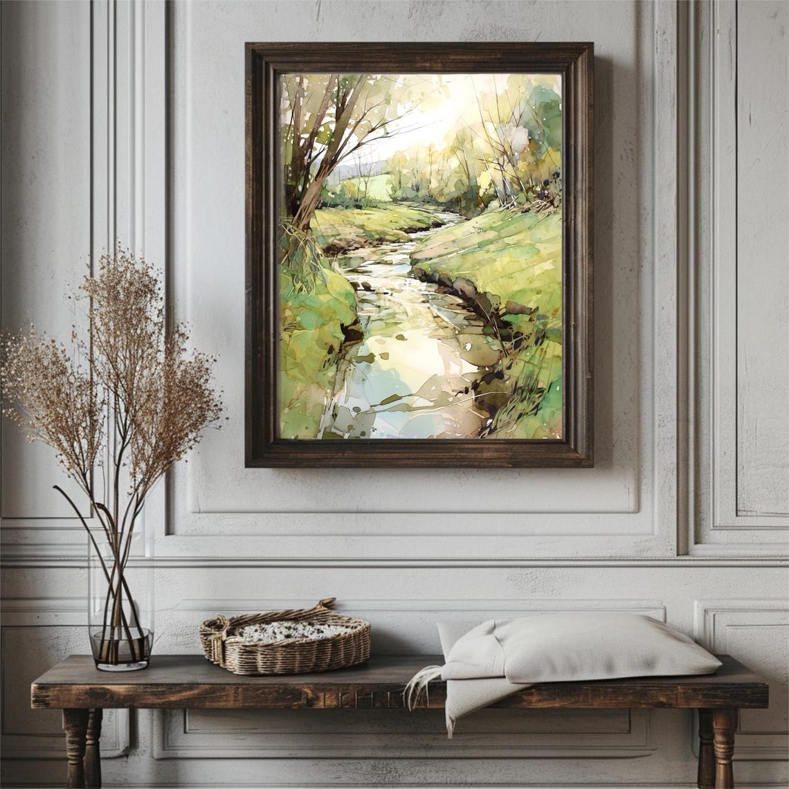 Summer Meadow Stream with Dappled Sunlight Watercolor Poster - Image 4
