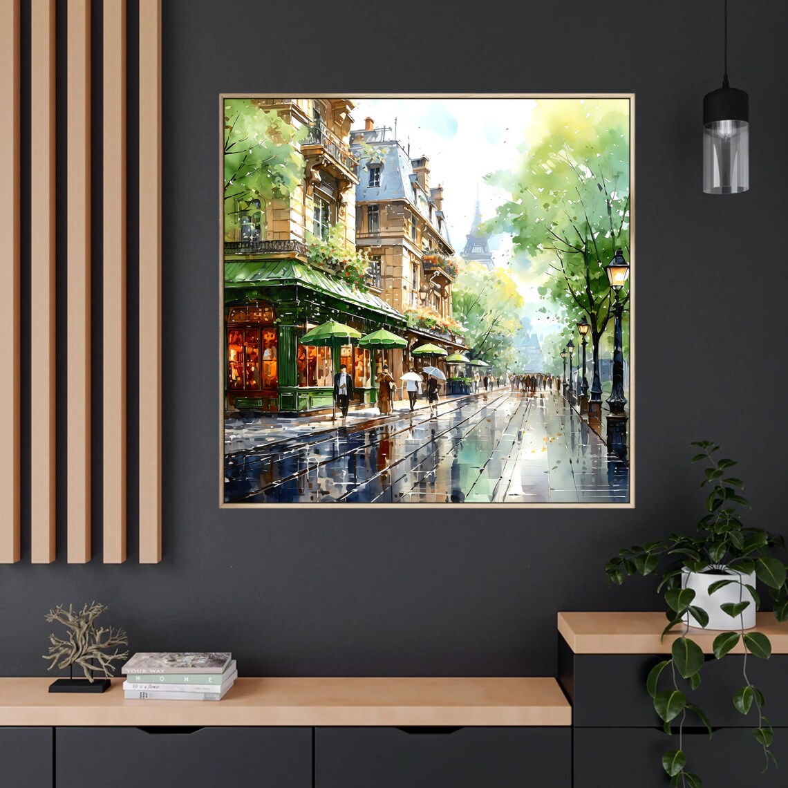 Paris Watercolor Travel Poster, France Street Scene - Image 5
