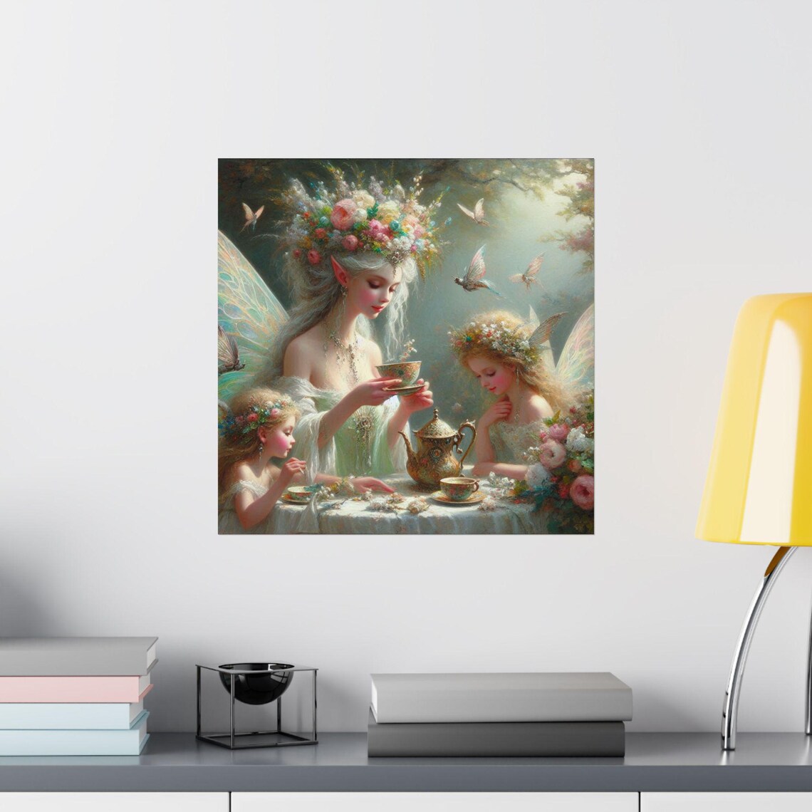 Whimsical Fairy Tea Party Matte Vertical Posters Enchanting Art Fairy Decor Childrens Room Wall Art Magical Gift - Image 2