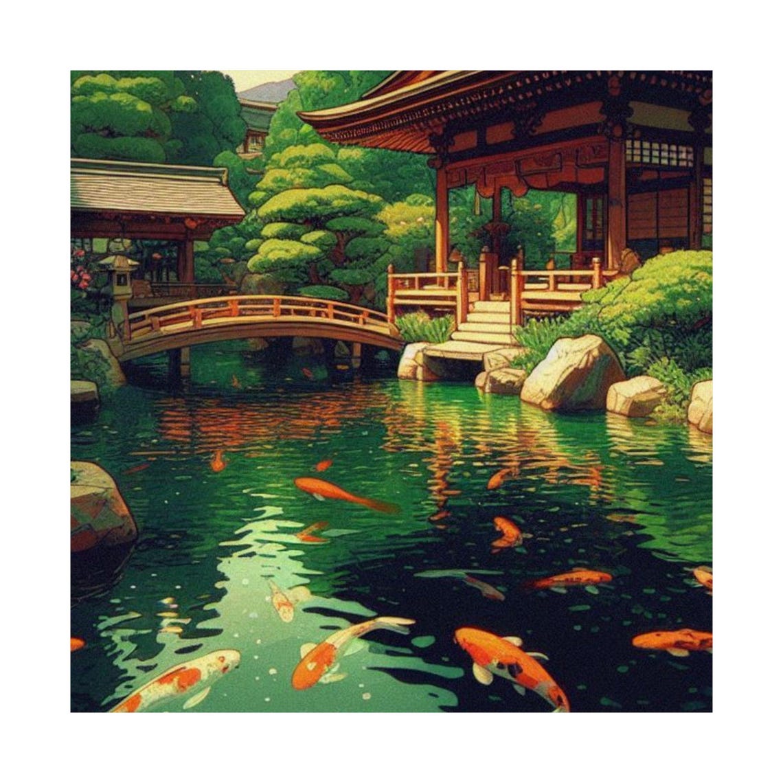 Tranquil Matte Vertical Posters Koi Pond Art Japanese Decor Nature Wall Art Zen Home Decor Relaxing Room Accent - Image 6