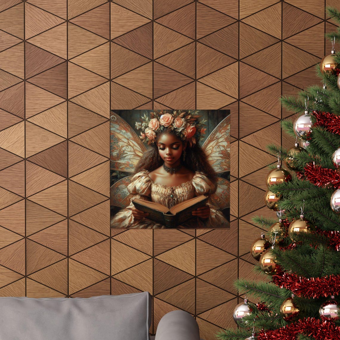 Whimsical Fairy Girl Reading a Book with a Rose Crown Poster - Image 5