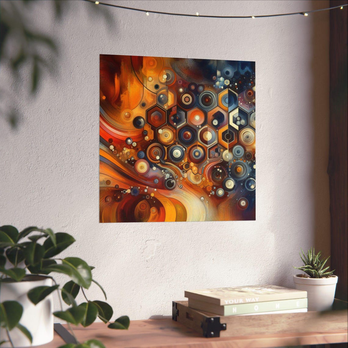 Abstract Geometric Circles in Orange and Indigo Modern Poster - Image 4