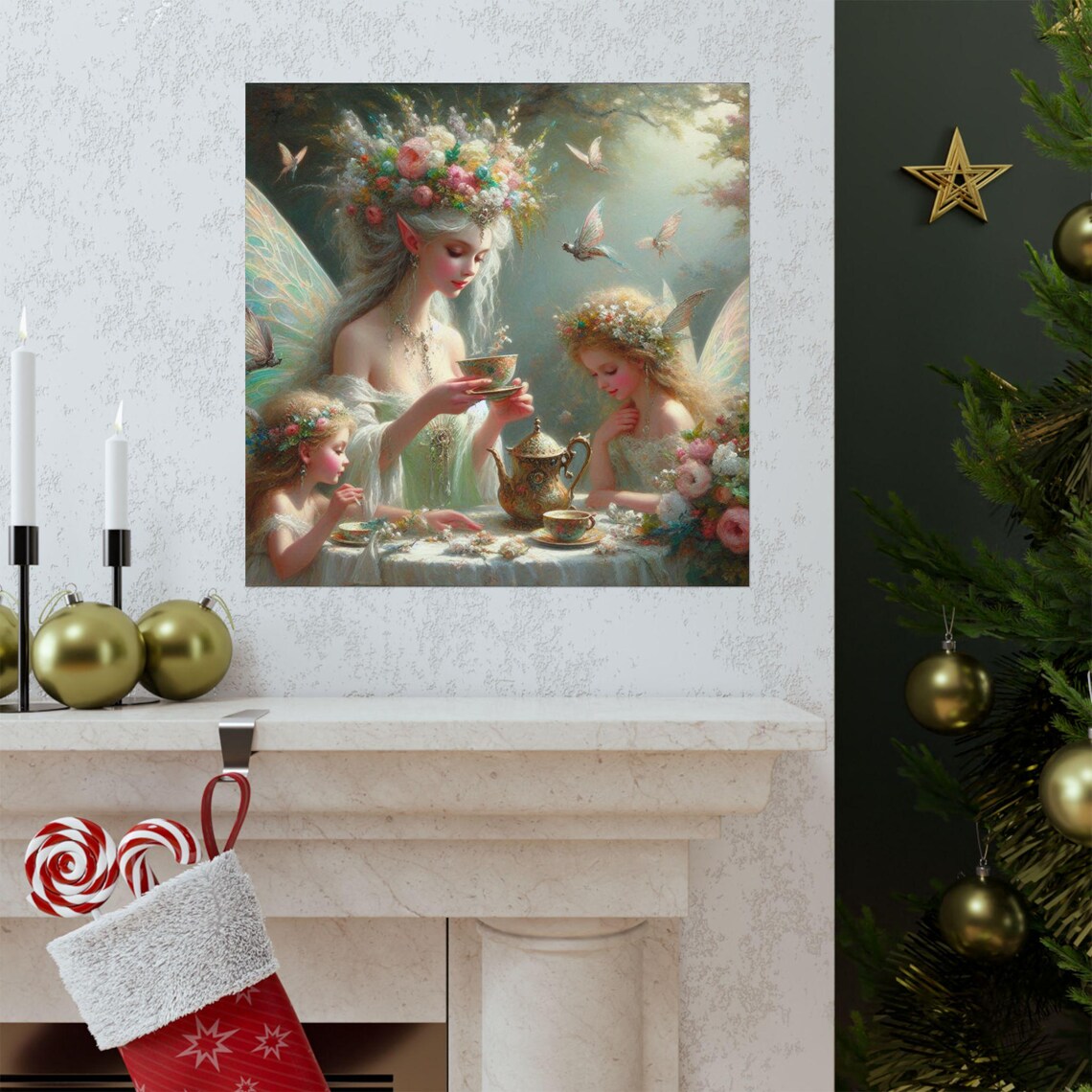Whimsical Fairy Tea Party Matte Vertical Posters Enchanting Art Fairy Decor Childrens Room Wall Art Magical Gift - Image 3