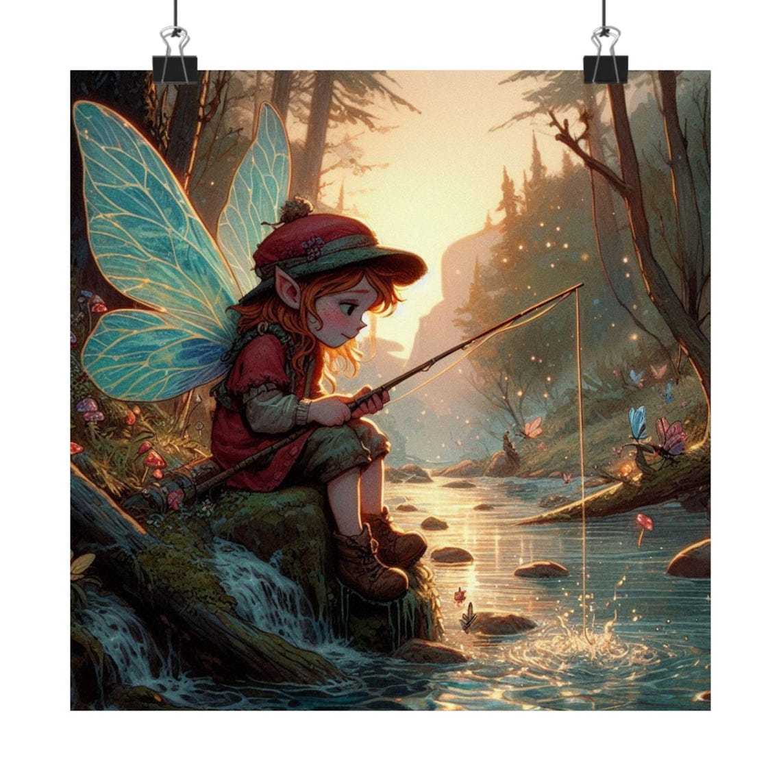 Whimsical Fairy Fishing Poster Enchanted Forest Decor Magical Wall Art Gift For Nature Lovers Childrens Room Decoration - Image 6