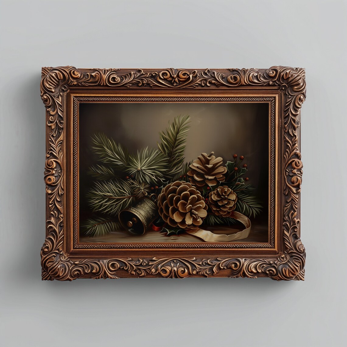 Christmas Pinecones Holiday Art Print, Winter Decor - Image 3