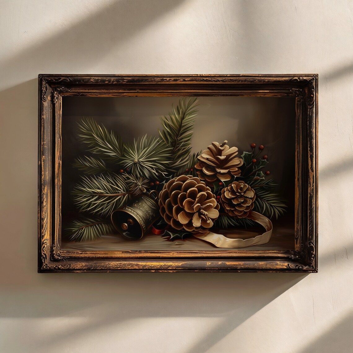 Christmas Pinecones Holiday Art Print, Winter Decor - Image 2