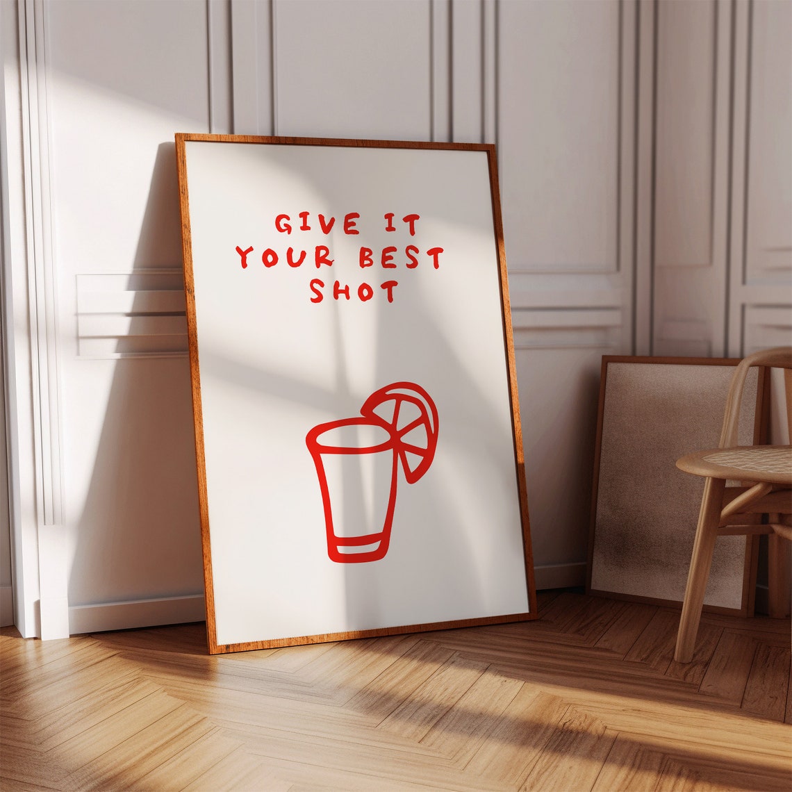 Give It Your Best Shot Red Shot Glass Typography Kitchen Bar Poster - Image 4