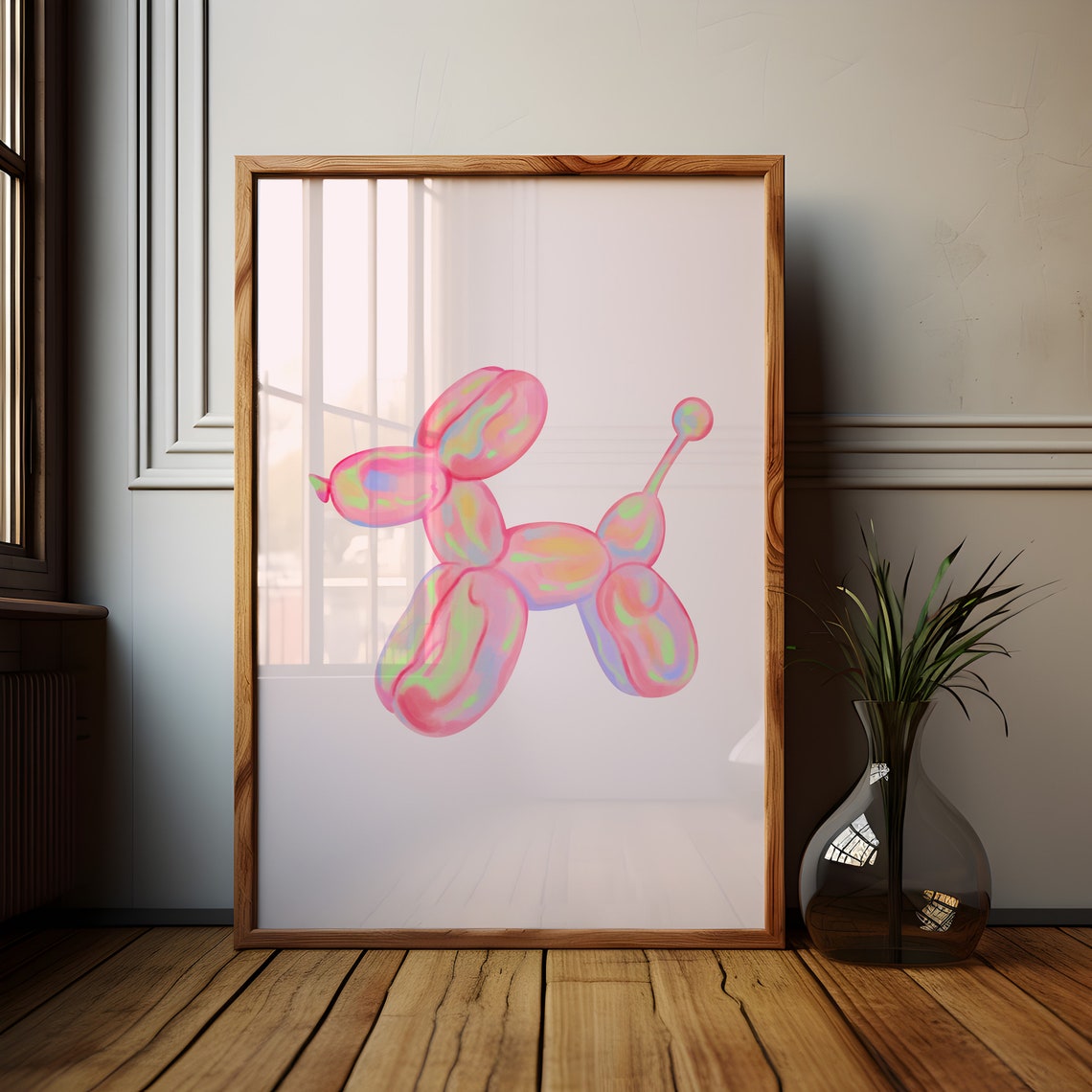 Pink Iridescent Balloon Dog Pop Art Glossy Trendy Room Poster - Image 4