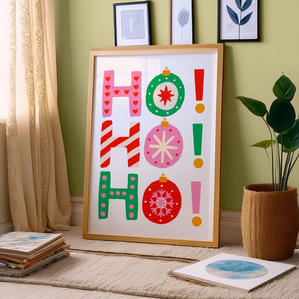 Colorful Ho Ho Ho Christmas Typography Trendy Holiday Poster - Image 4