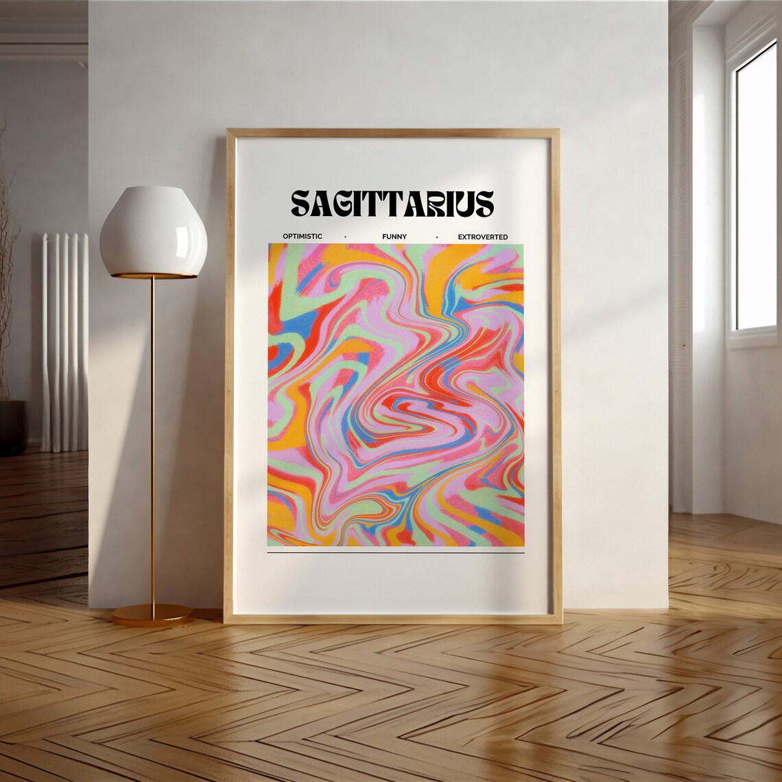 Sagittarius Zodiac Sign Rainbow Marble Aura Astrology Poster
