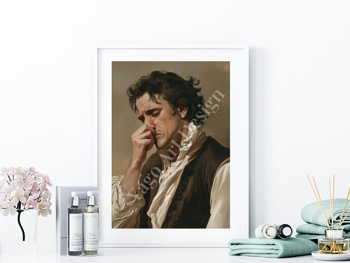Classical Oil Painting Man Holding Nose Funny Toilet Humor Poster - Image 4