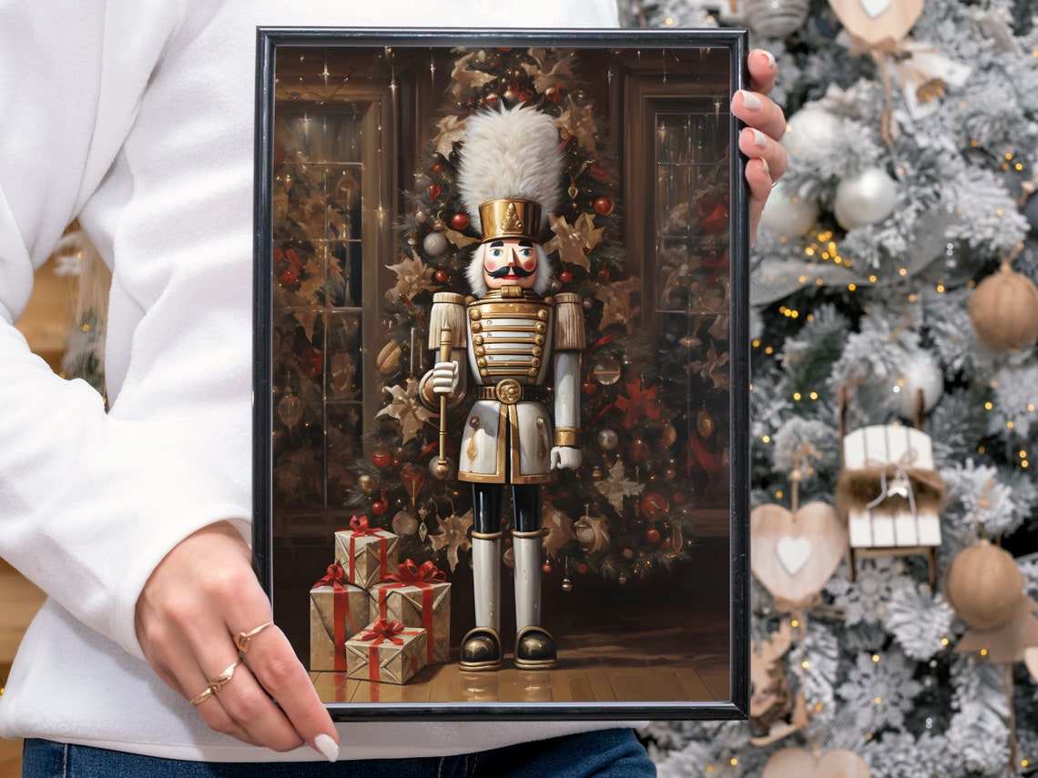 Golden Nutcracker Soldier Christmas Tree Gifts Holiday Poster - Image 4