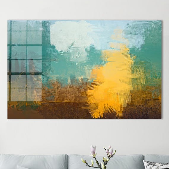 Colorful Wall Decor Painting Decoration Modern Abstract Glass Art Kitchen