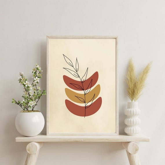 Beige Floral Botanical Print Neutral Plant Themed Home Decor Pdf Files A1a5