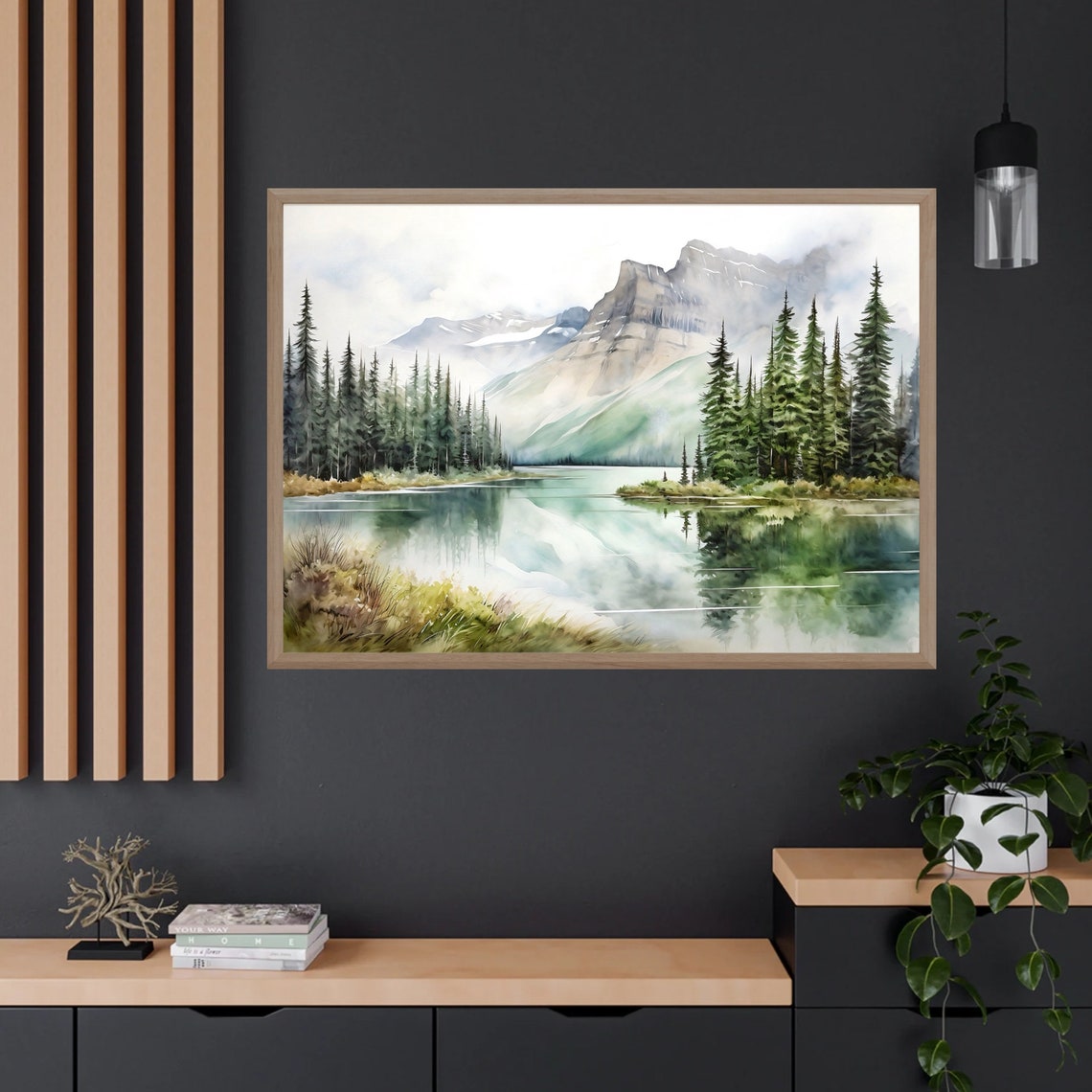 Banff National Park Rocky Peak Still Lake Reflection Pines Poster - Image 5