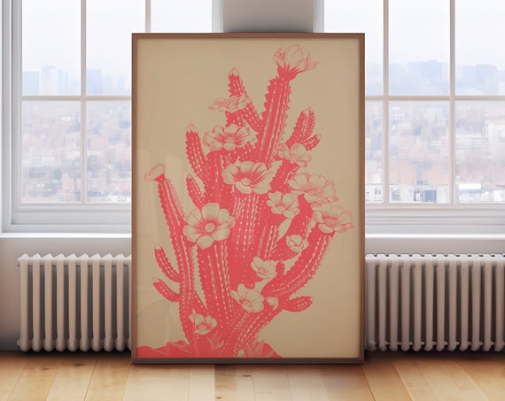 Cactus Bloom Art Print, Floral Desert Decor