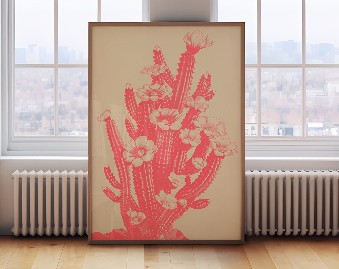 Cactus Bloom Art Print, Floral Desert Decor