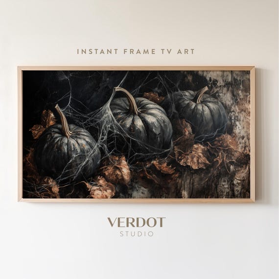 Black Pumpkins Halloween Art Print, Dark Autumn Decor