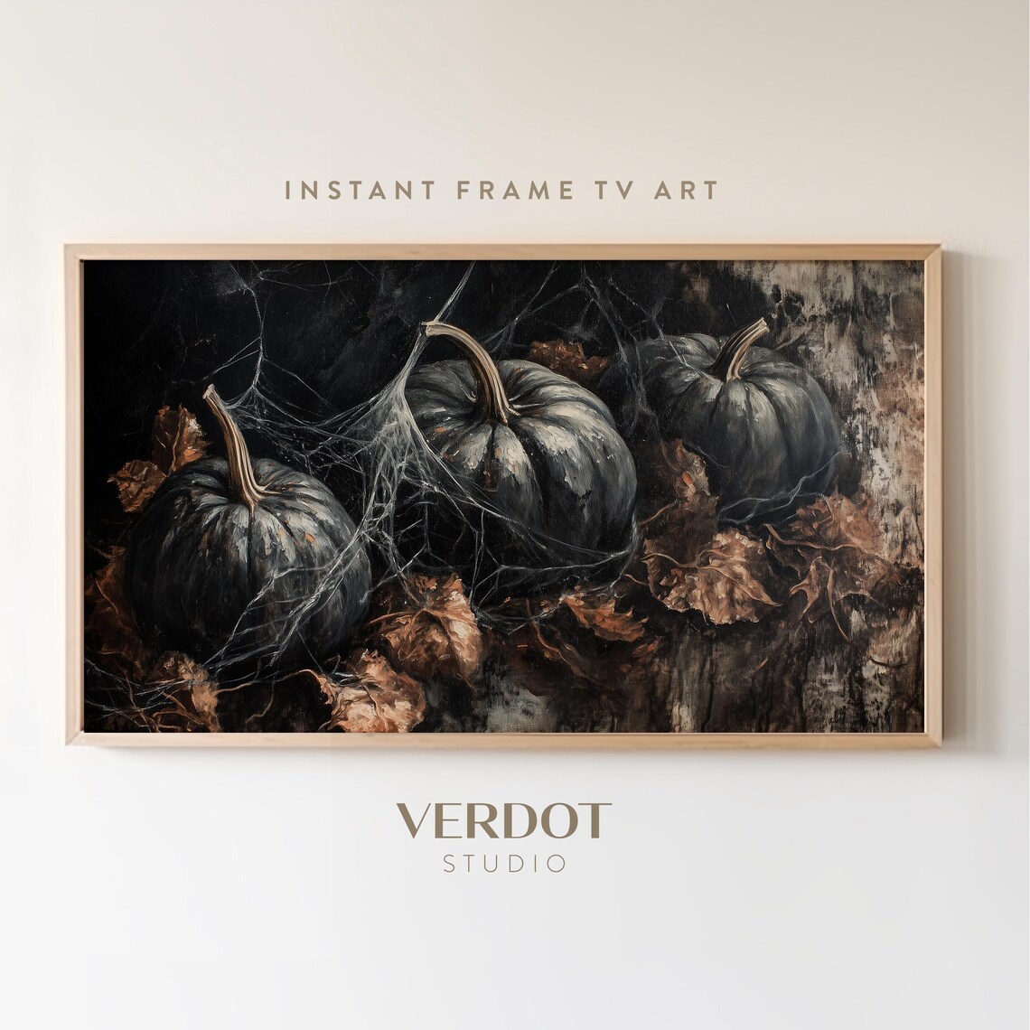Black Pumpkins Halloween Art Print, Dark Autumn Decor
