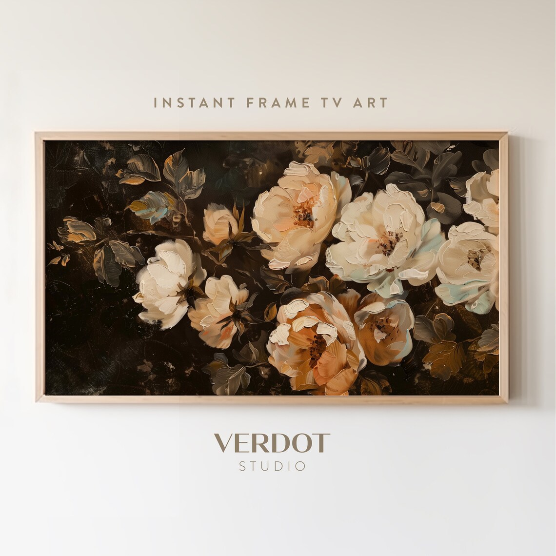 Dark Vintage Flowers Art Print, Rustic Floral