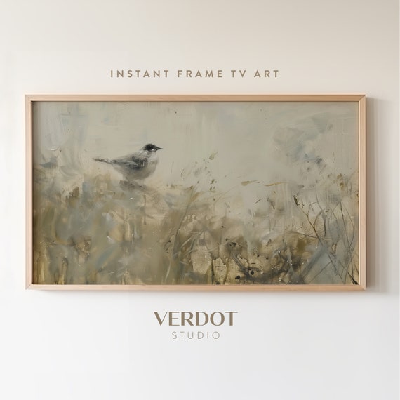 Neutral Spring Bird Art Print, Vintage Abstract