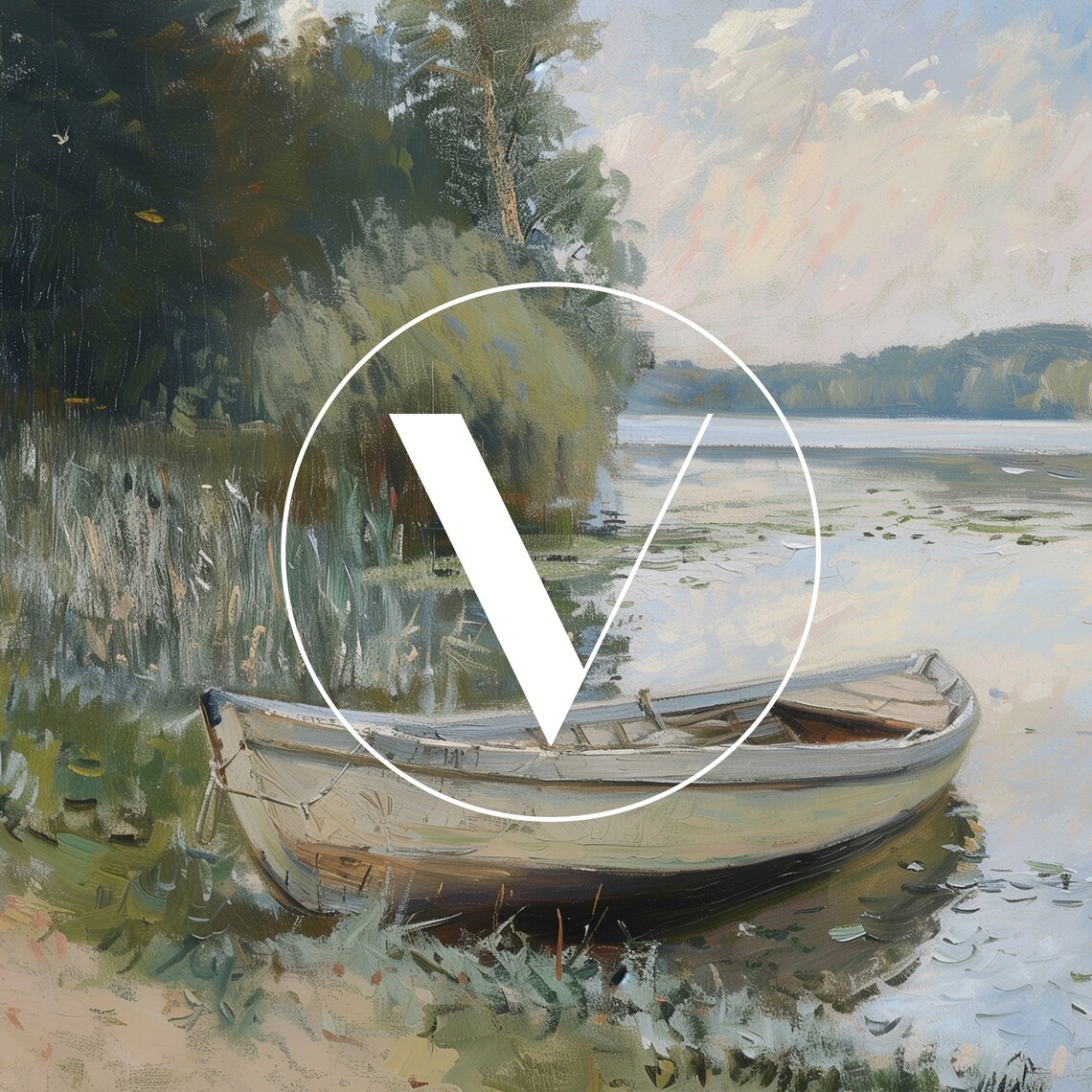 Summer Lake Vintage Boat Scenery Art Print - Image 2