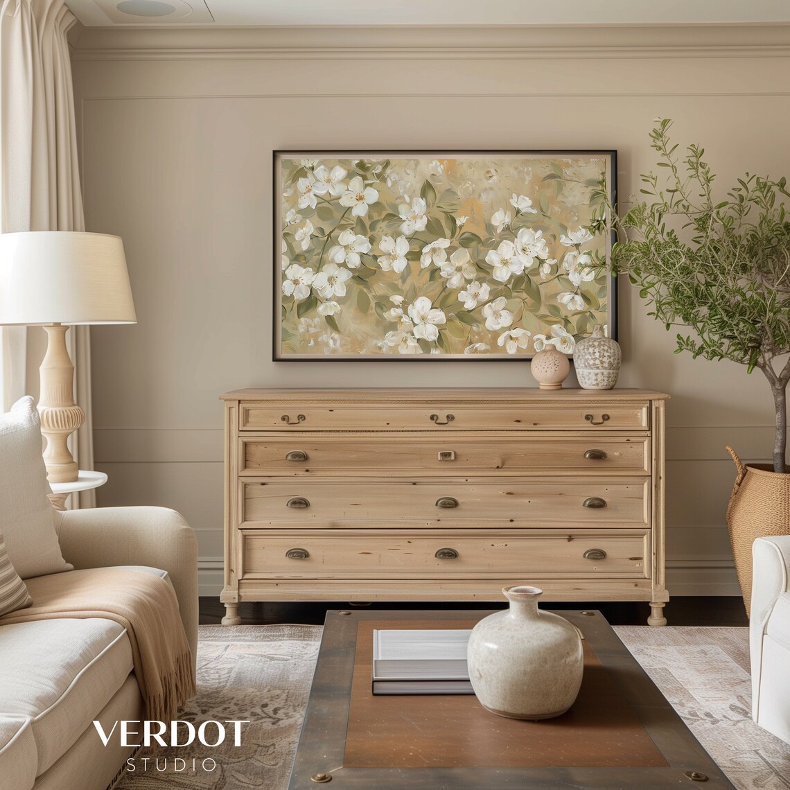 Neutral Vintage Flowers Art Print, Rustic Botanical - Image 3