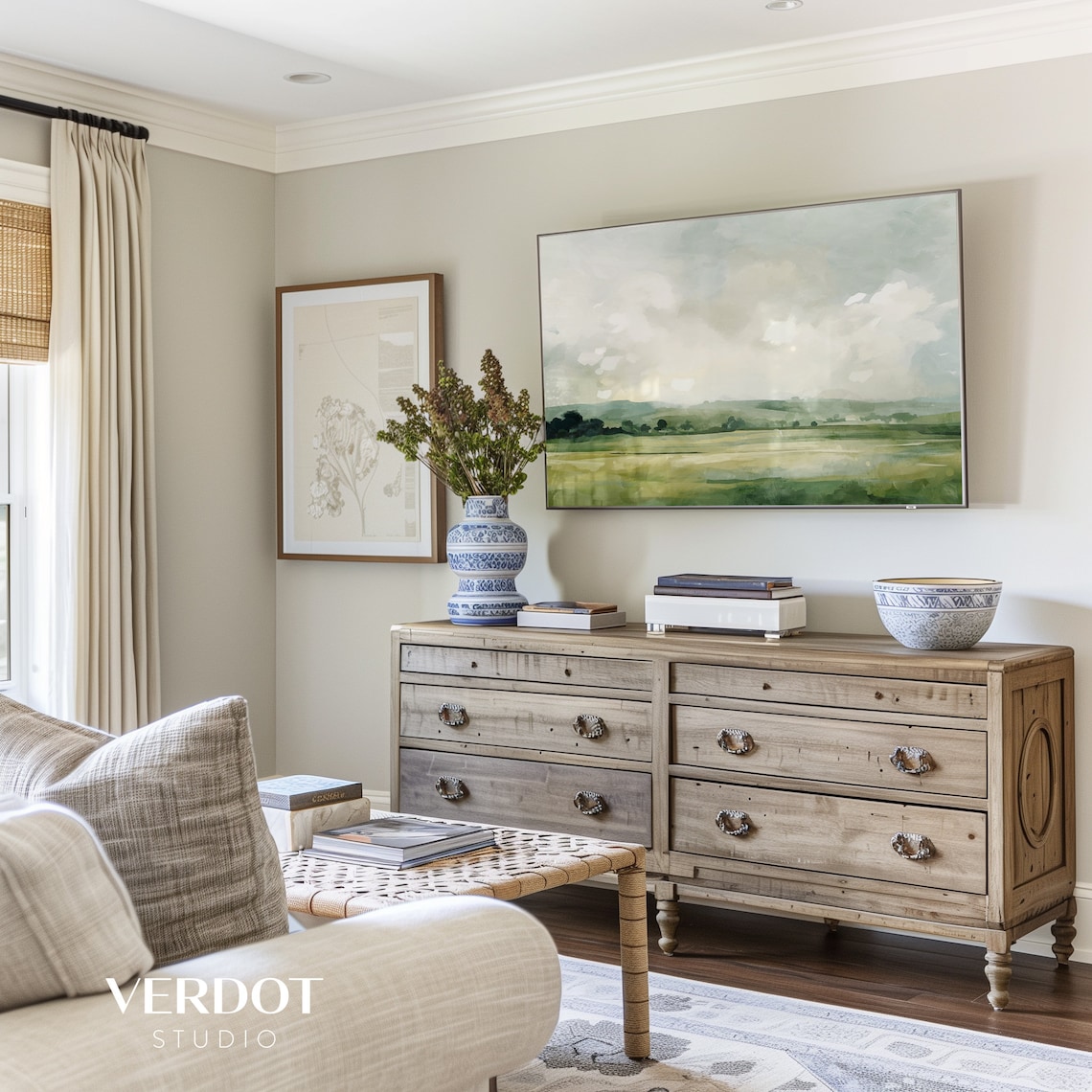 Abstract Landscape Art Print, Modern Farmhouse Scenery - Image 4