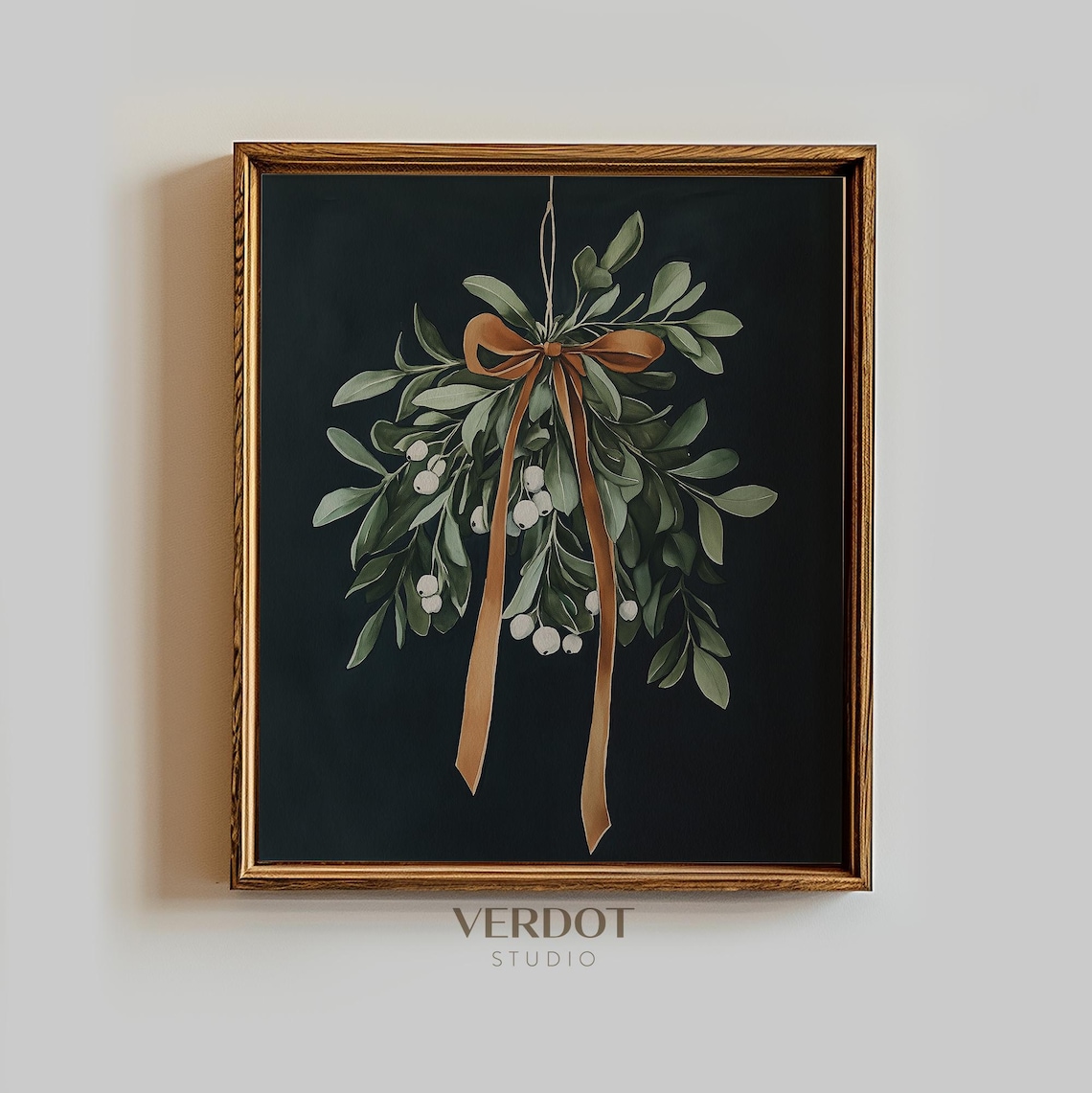Vintage Mistletoe Painting Christmas Decor Art Print - Image 4
