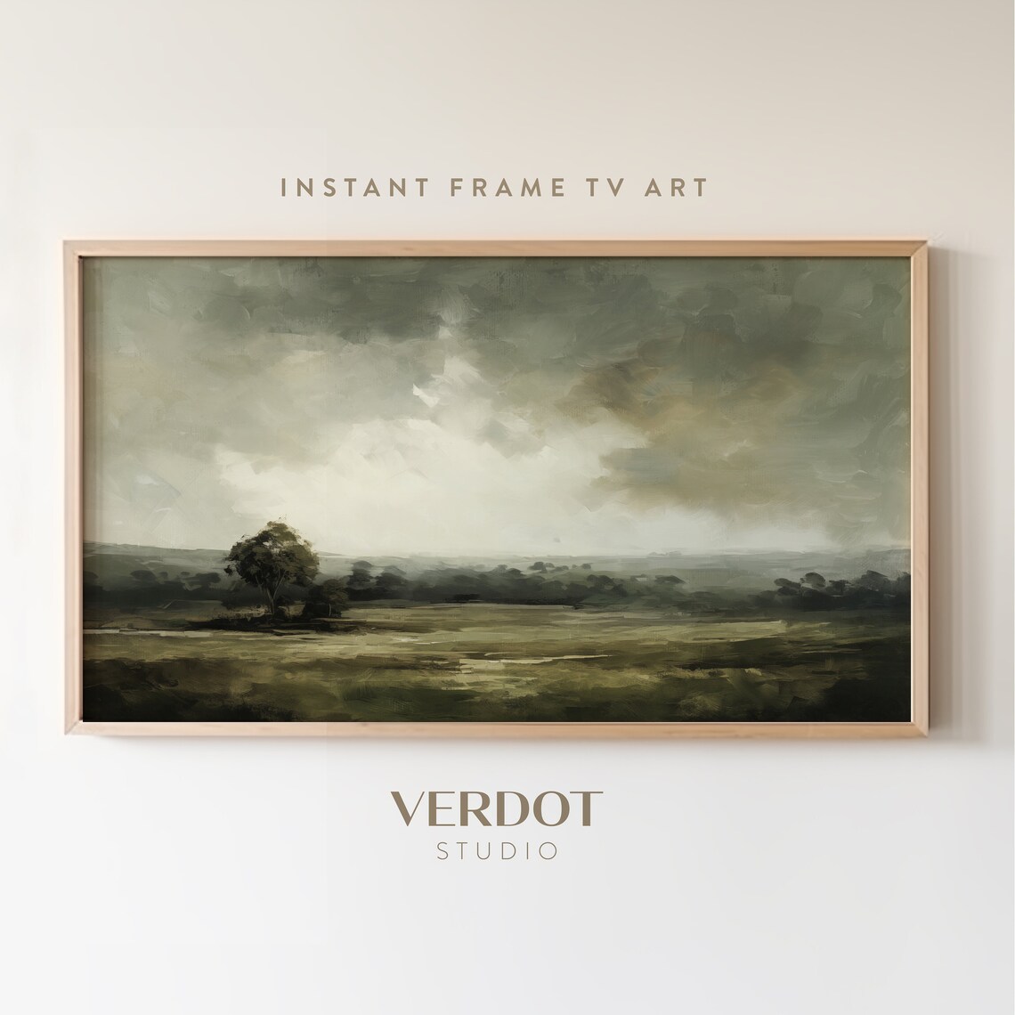 Rustic Vintage Landscape Art Print, Moody Country Pasture