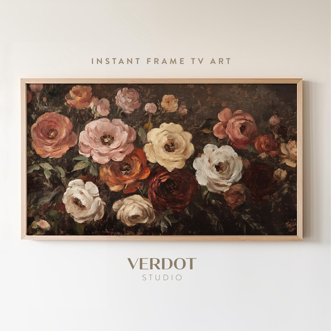 Rustic Flower Painting Art Print, Vintage Spring Decor