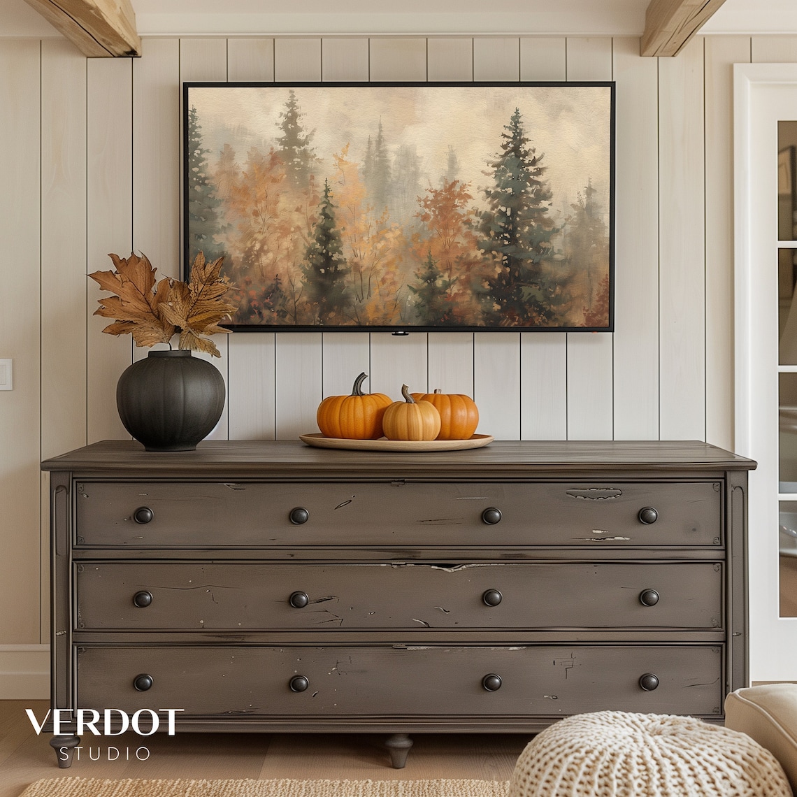 Fall Trees Autumn Landscape Art Print, Rustic Country - Image 3