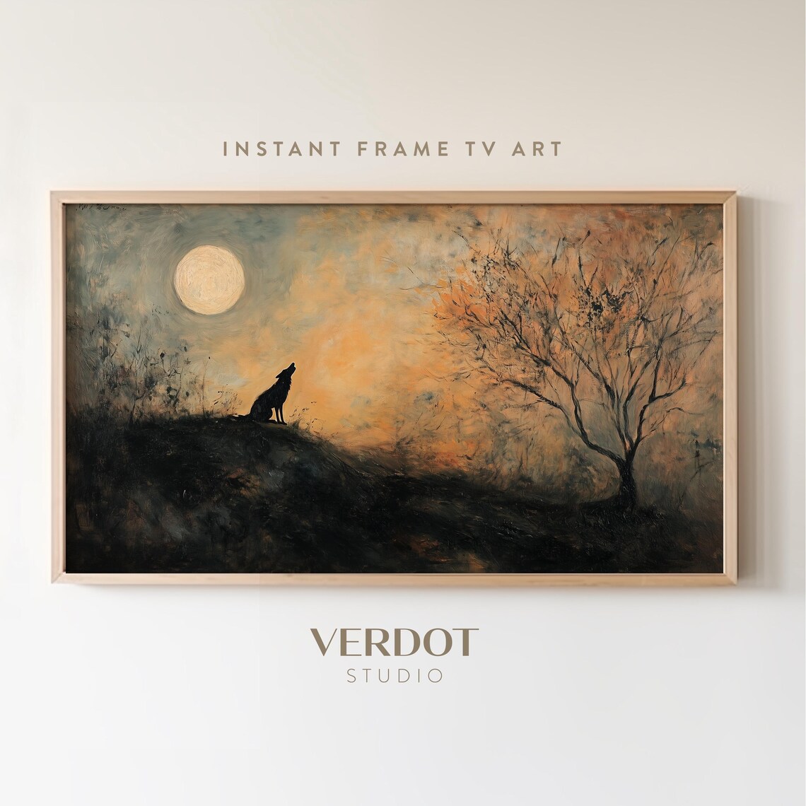 Wolf Moon Halloween Vintage Fall Night Art Print