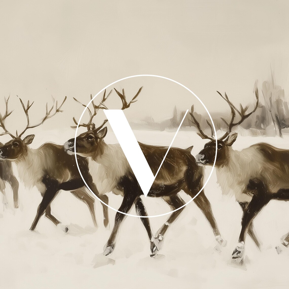 Santa's Reindeer Christmas Poster, Winter Animal Art - Image 3