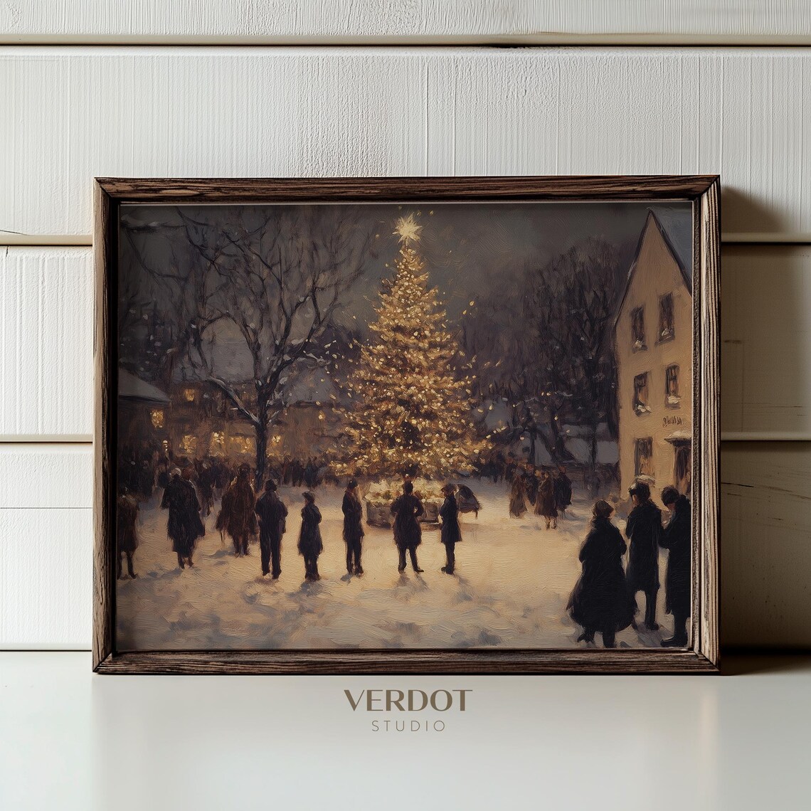 Christmas Night Village Vintage Christmas Art Print - Image 4