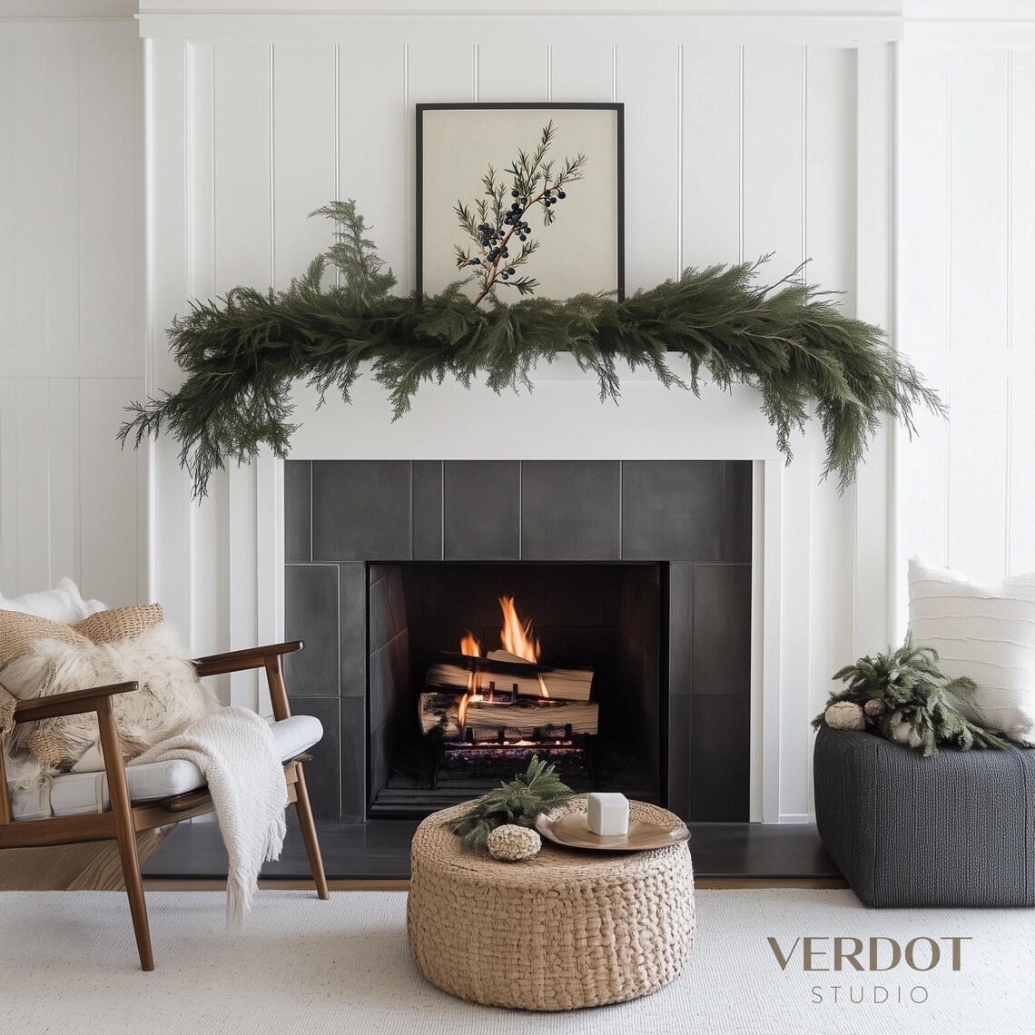 Vintage Juniper Branch Christmas Art Print - Image 2