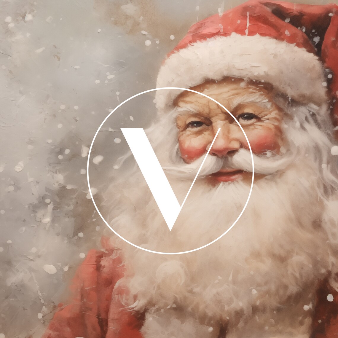 Vintage Santa Christmas Art Print, Neutral Holiday - Image 3