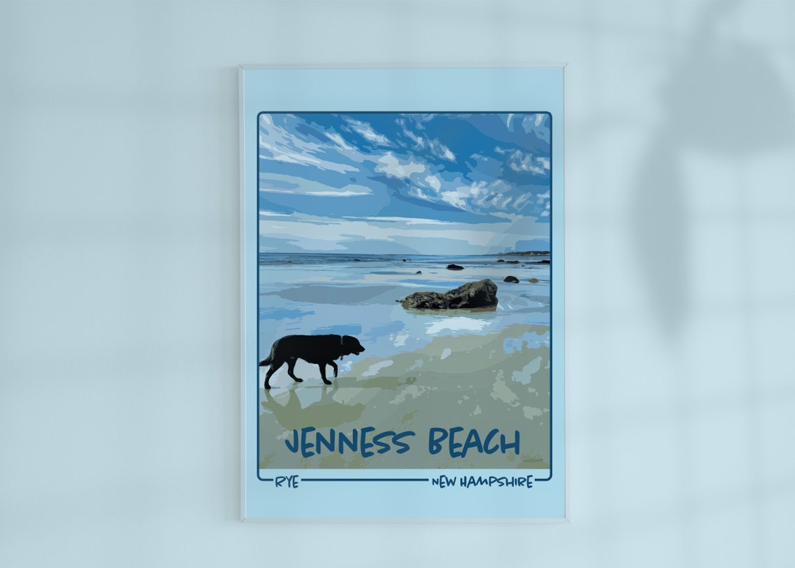 Jenness Beach Rye New Hampshire Dog Shoreline Coastal Travel Poster