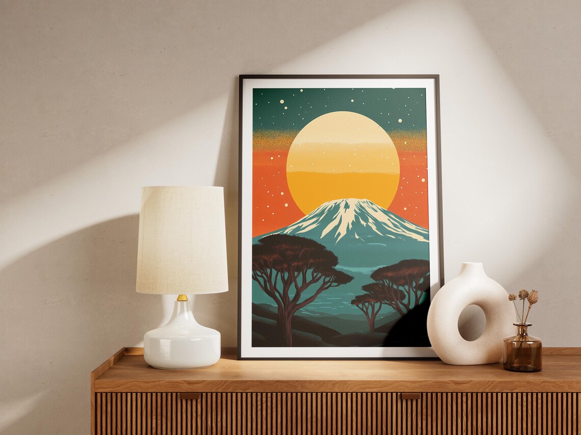 Mount Kilimanjaro Sunset African Savanna Acacia Tree Travel Poster - Image 4