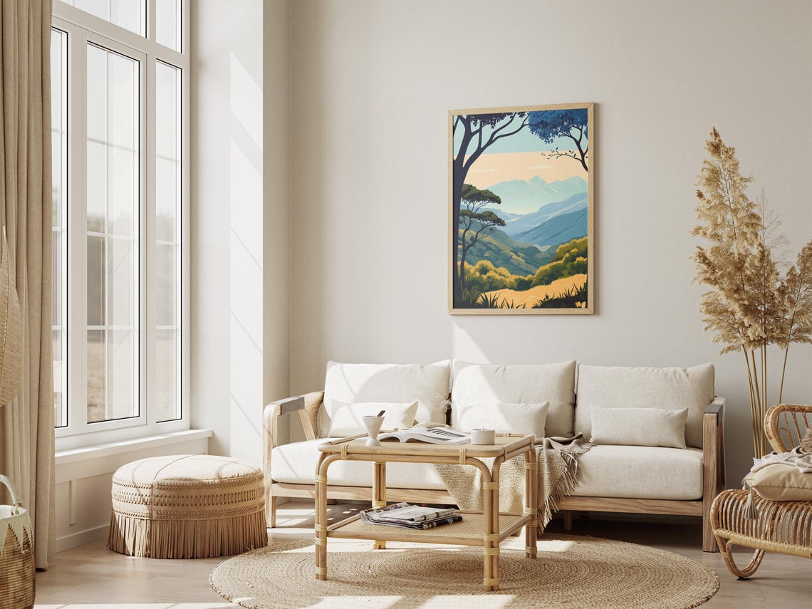 Golden Forest Hills Blue Mountain Range Panoramic Nature Poster - Image 4
