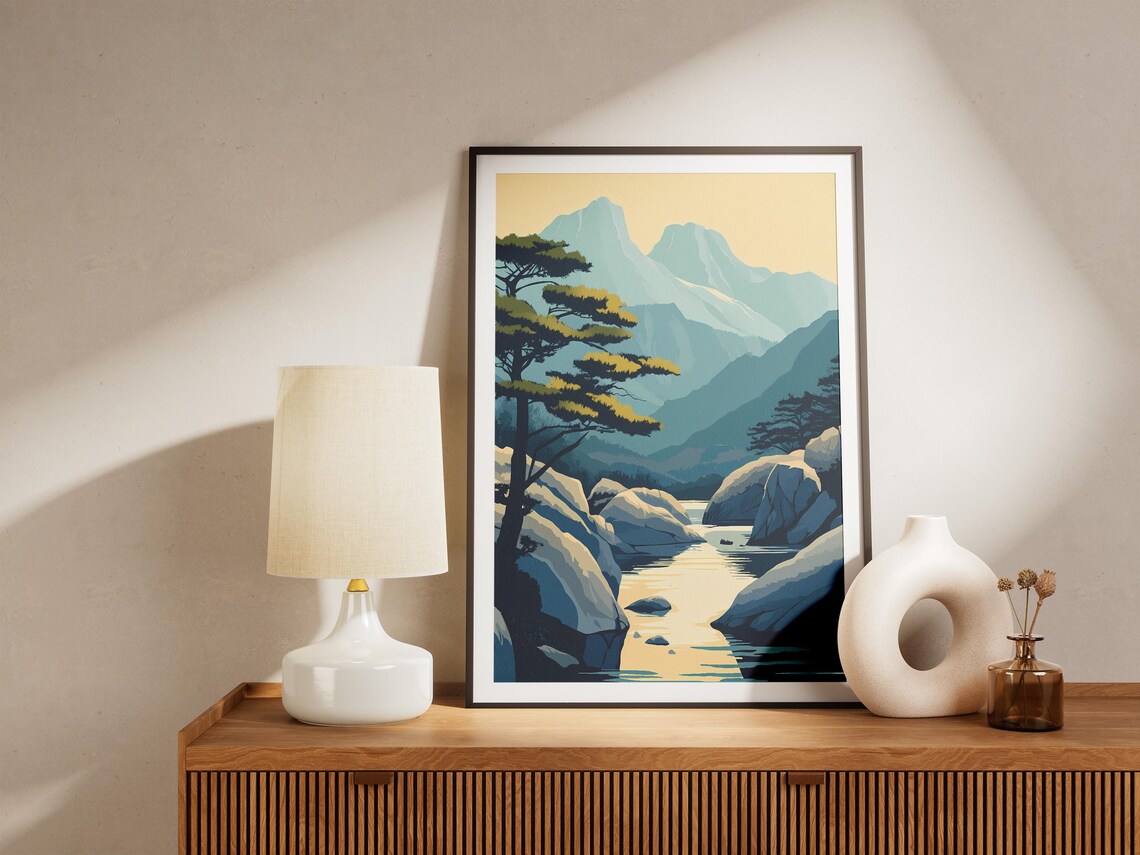 Seoraksan National Park South Korea Illustration Poster Korean Nature Print Travel Poster Asian Landscape Art Modern Minimalist Decor Home - Image 5