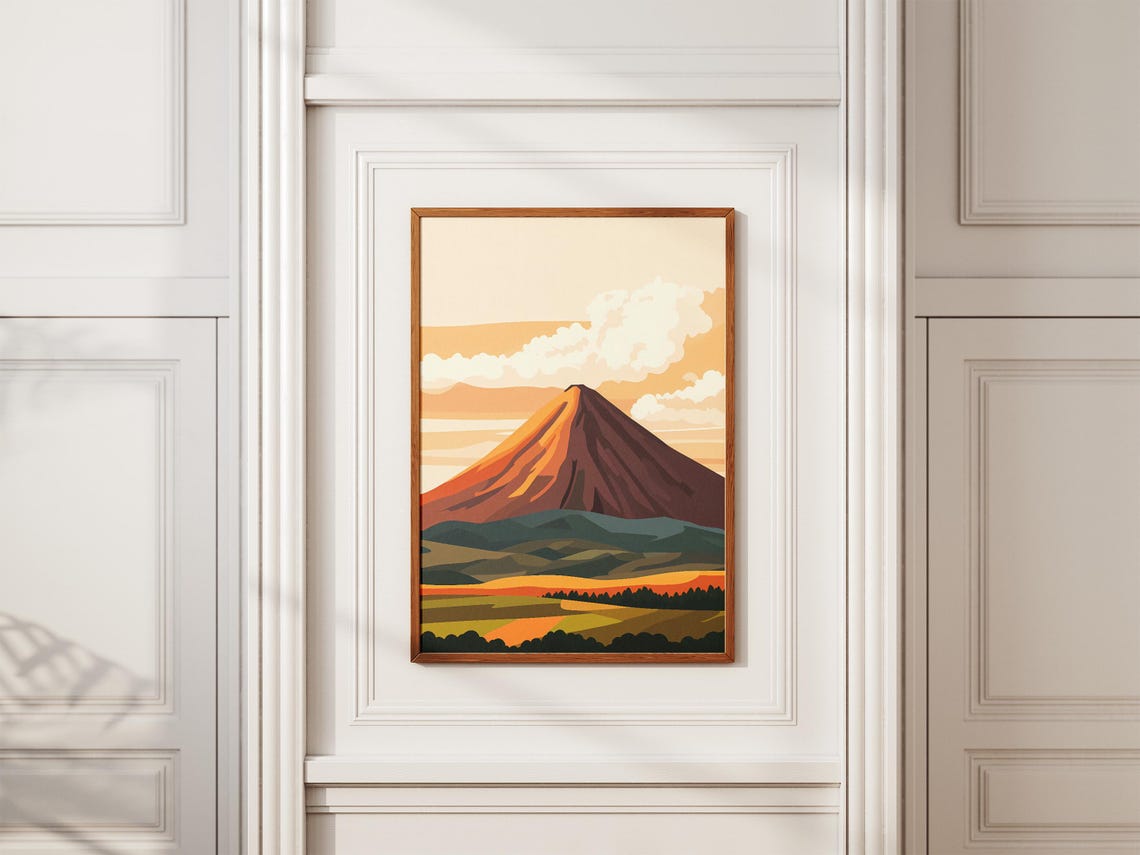 Mayon Volcano in the Philippines Sunset Landscape Art Poster - Image 2