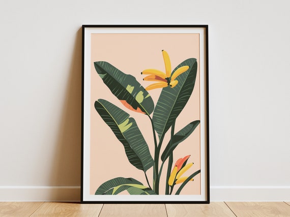 Tropical Banana Plant Poster Minimalist Art Print Boho Home Decor Wall Art
